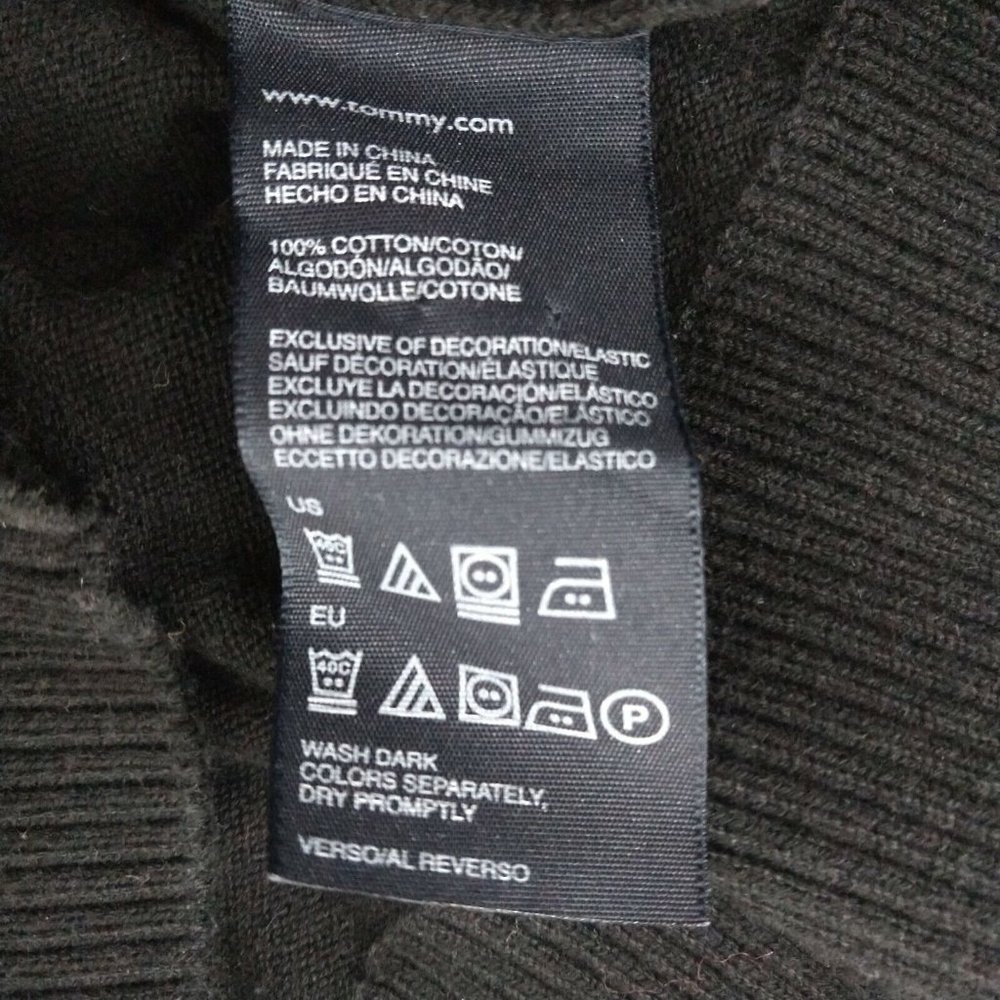 Tommy Hilfiger Men's Rib Knit Pullover 100% Cotton Sweater Black Size M - Picture 5 of 6